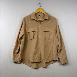 Old Navy Utility Button-Down‎ Shirt – Women's Medium – Tan Neutral